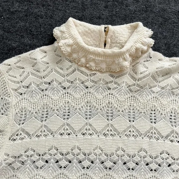 VINTAGE RALPH LAUREN BLUE LABEL MOCK NECK POINTELLE WOOL SWEATER WOMEN SIZE S